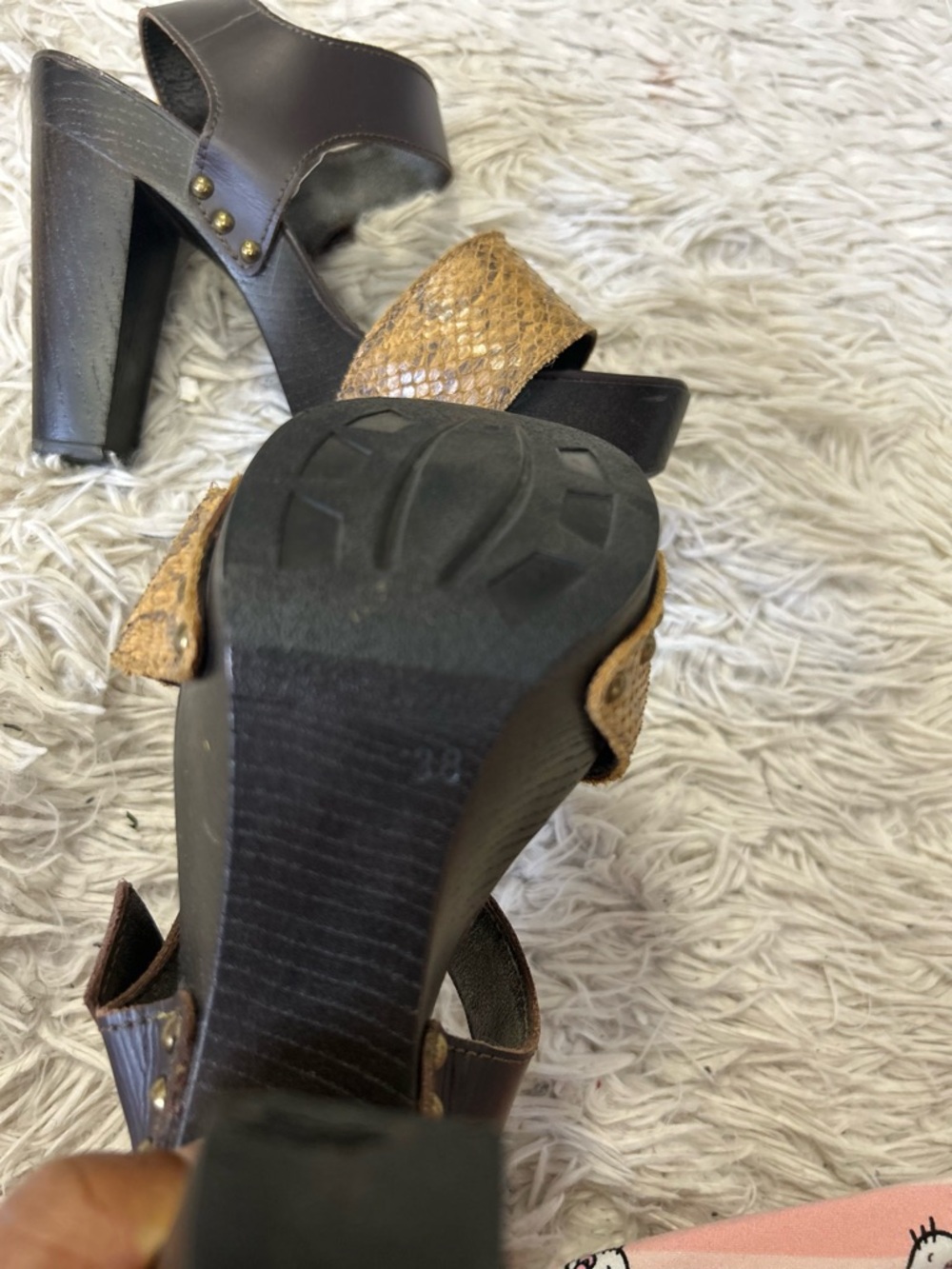 ◾️Y2K Vintage Bruni Collection Wooden Platform 90s Chunky Platform Heel - Picture 5 of 8